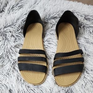 CROCS Women's Black and Tan Sandals